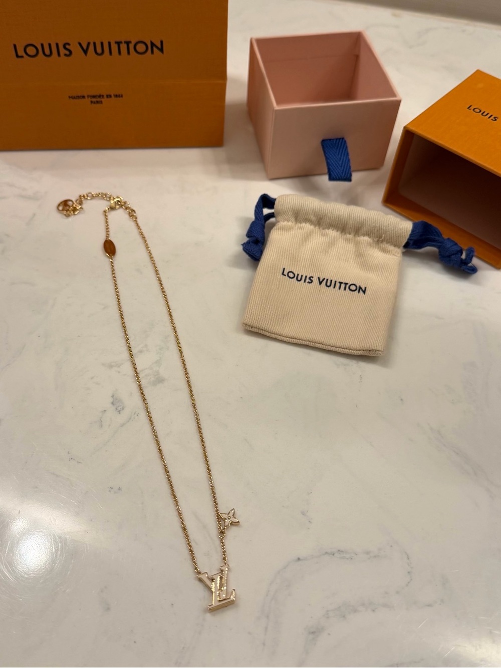 Authentic Louis Vuitton LV Initial Pendant Necklace - Women Jewelry